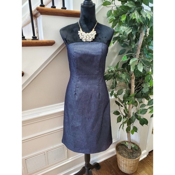 Merona Women's Solid Blue Cotton Off the Shoulder Short Length Dress Size 2 - Picture 10 of 10